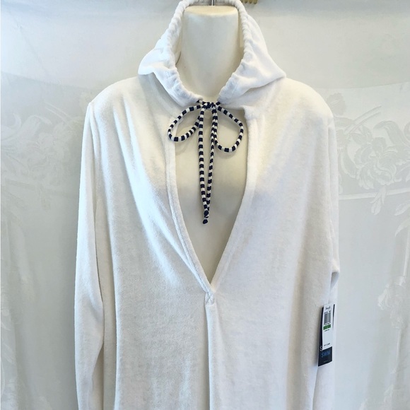 New SPLENDID SWIM White Terry Hooded Tunic Dress L $104 - Picture 1 of 7